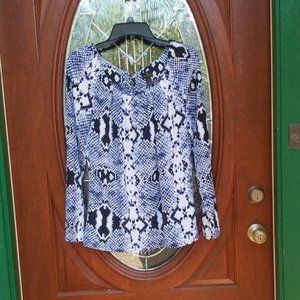 Worthington Blue Black & White Blouse